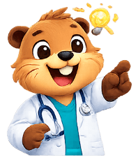 Clinic beaver mascot sharing an idea